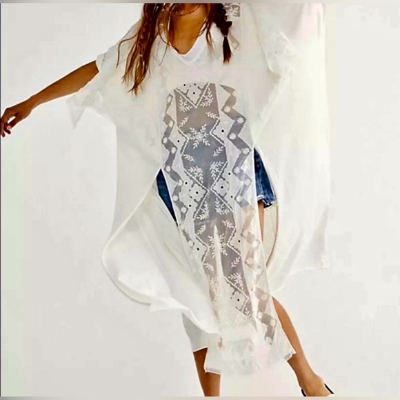 NWOT Rare Free People Set the Table Kaftee Lace Kaftan Coverup Dress - Picture 2 of 14